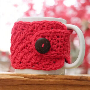 Crochet Cup Cozy Red Handmade Coffee Mug or Tea Warmer